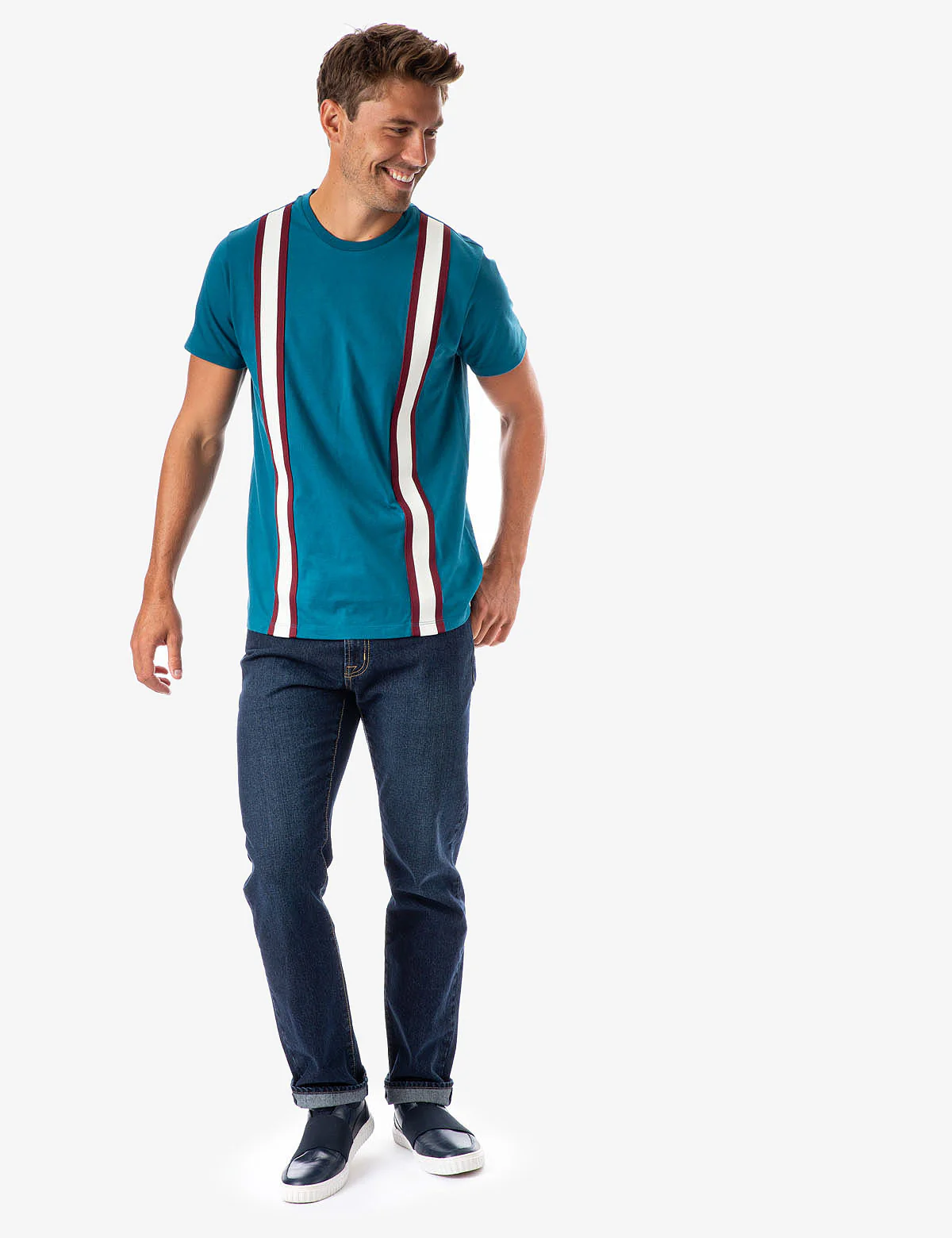 BLACK MALLET VERTICAL STRIPE CREW NECK T-SHIRT - Image 6