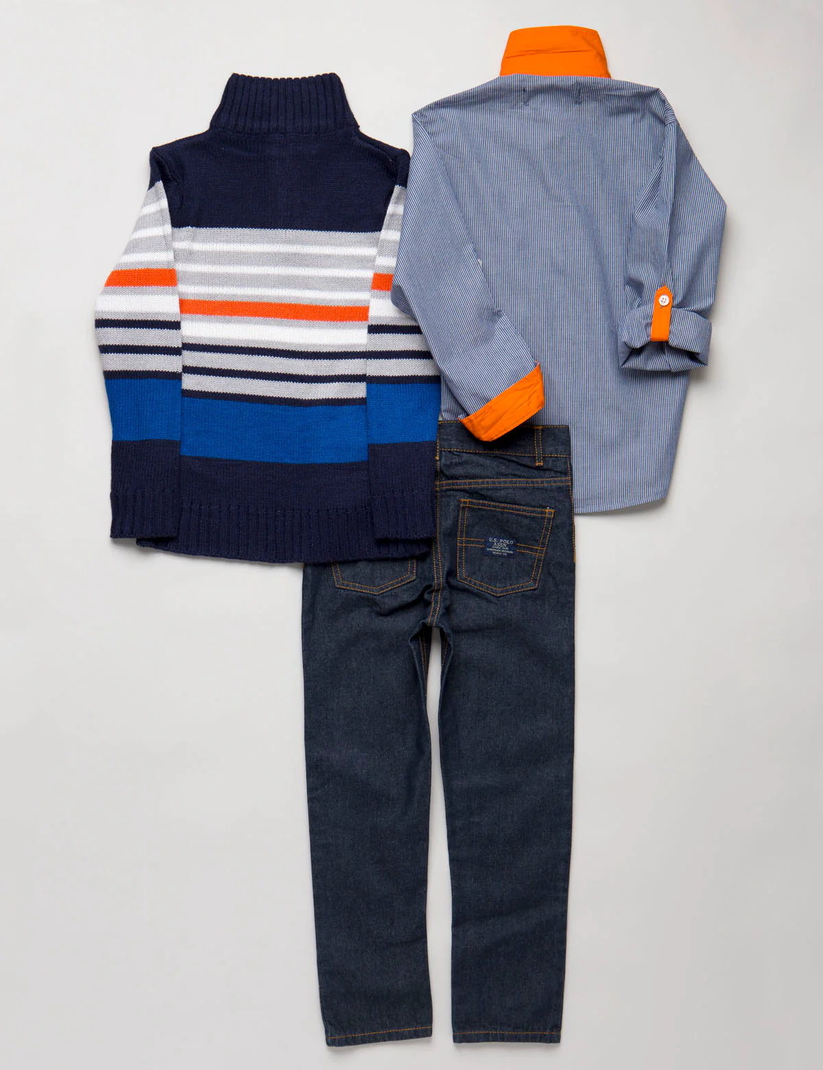 Boys 3 Piece Long Sleeve Plaid Shirt Sweater & Den - Image 6