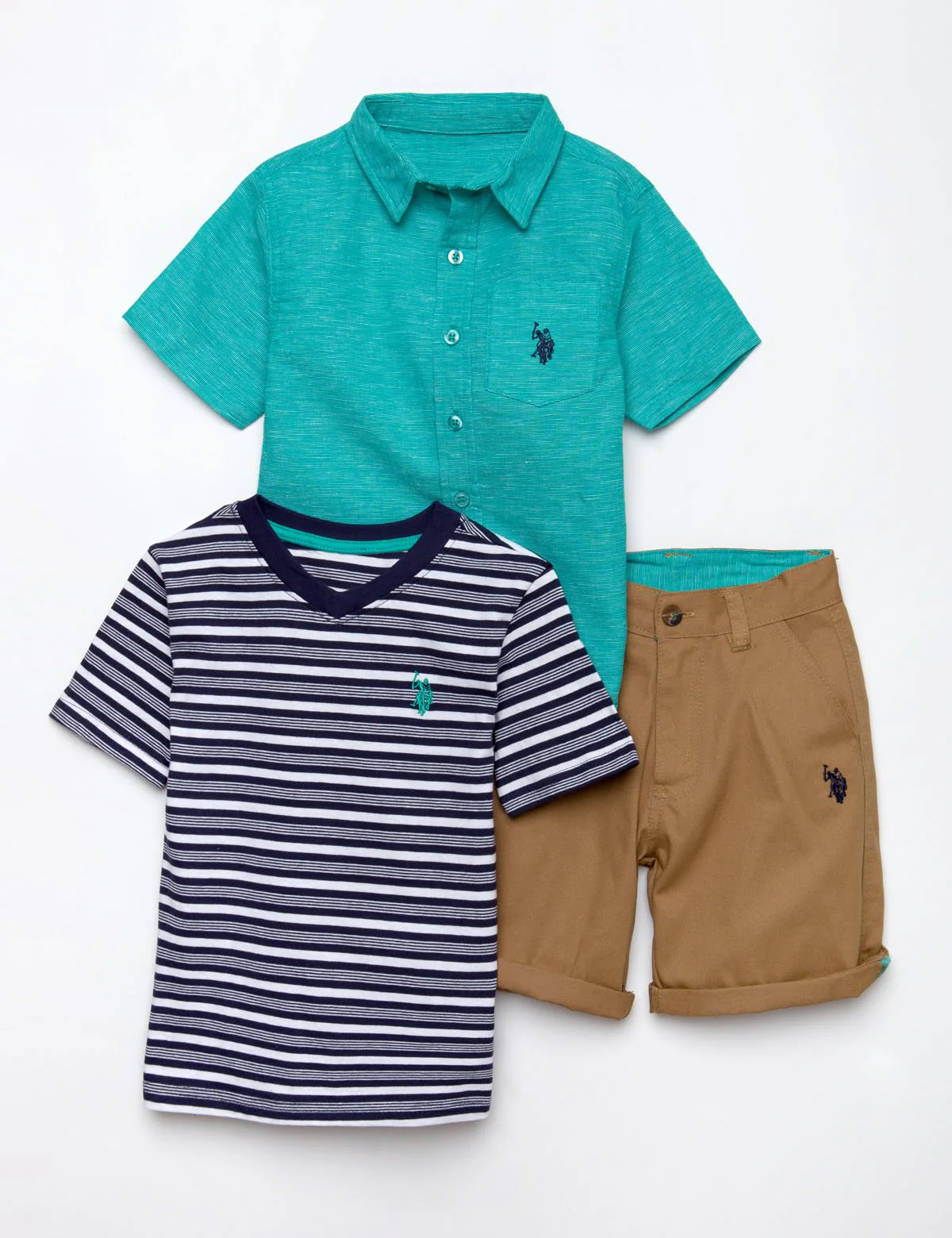 BOYS 3 PIECE SET - SHIRT, TEE & SHORTS