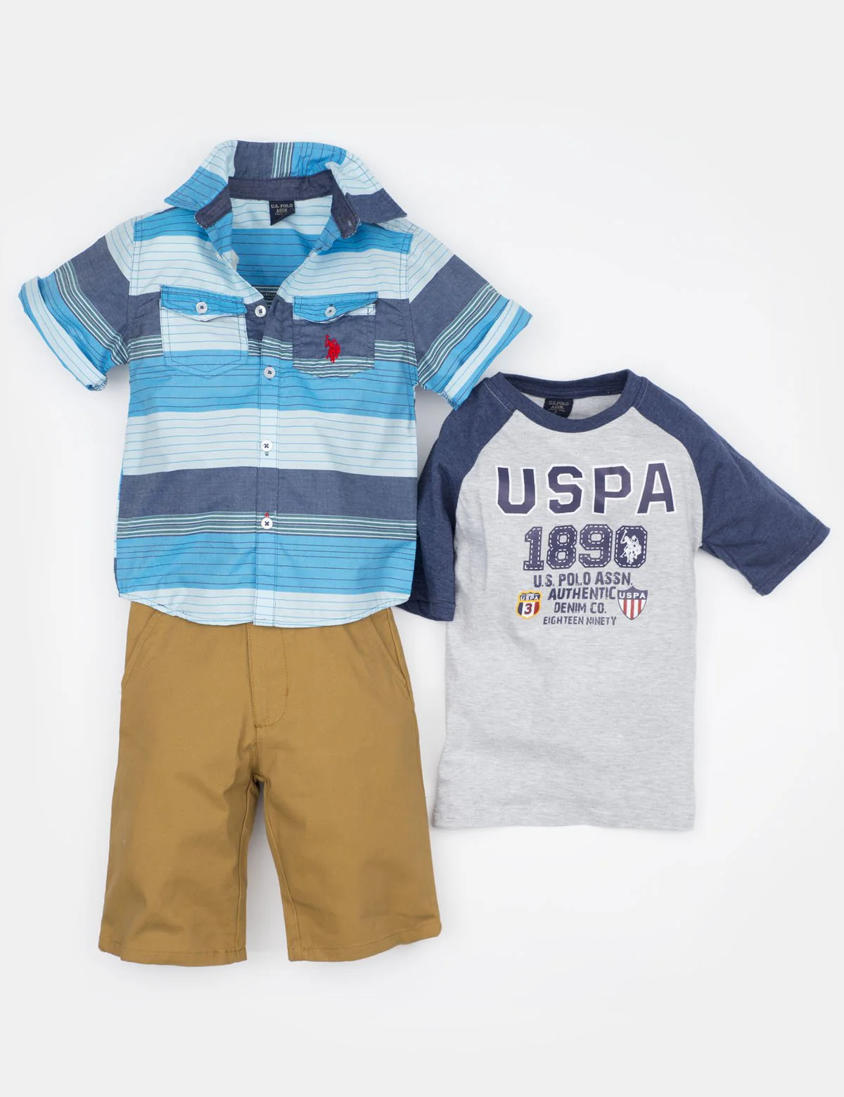 Boys 3 Piece Set - Woven Shirt, Tee & Shorts - Image 4