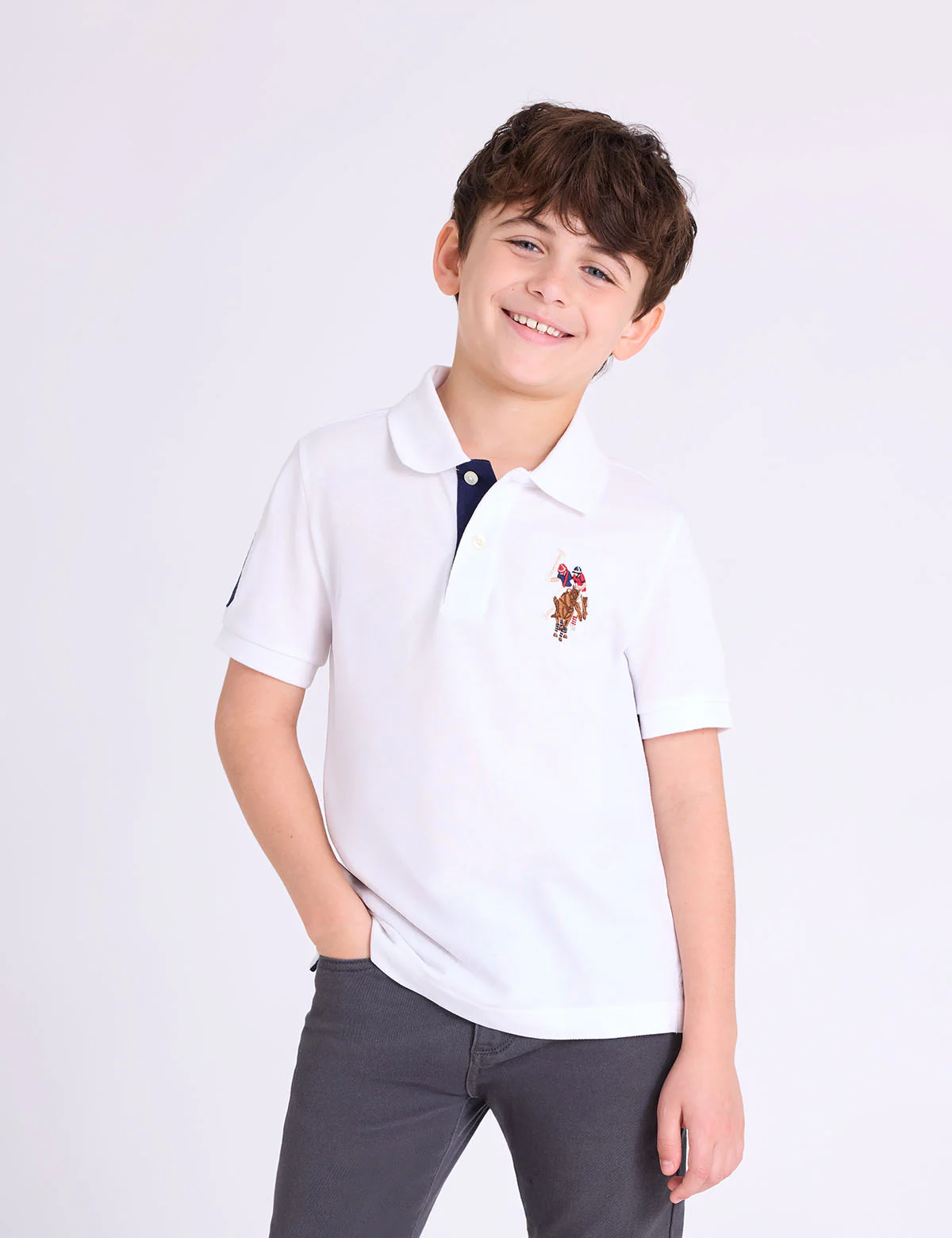 BOYS MULTI COLOR LOGO SOLID PIQUE POLO SHIRT - Image 7