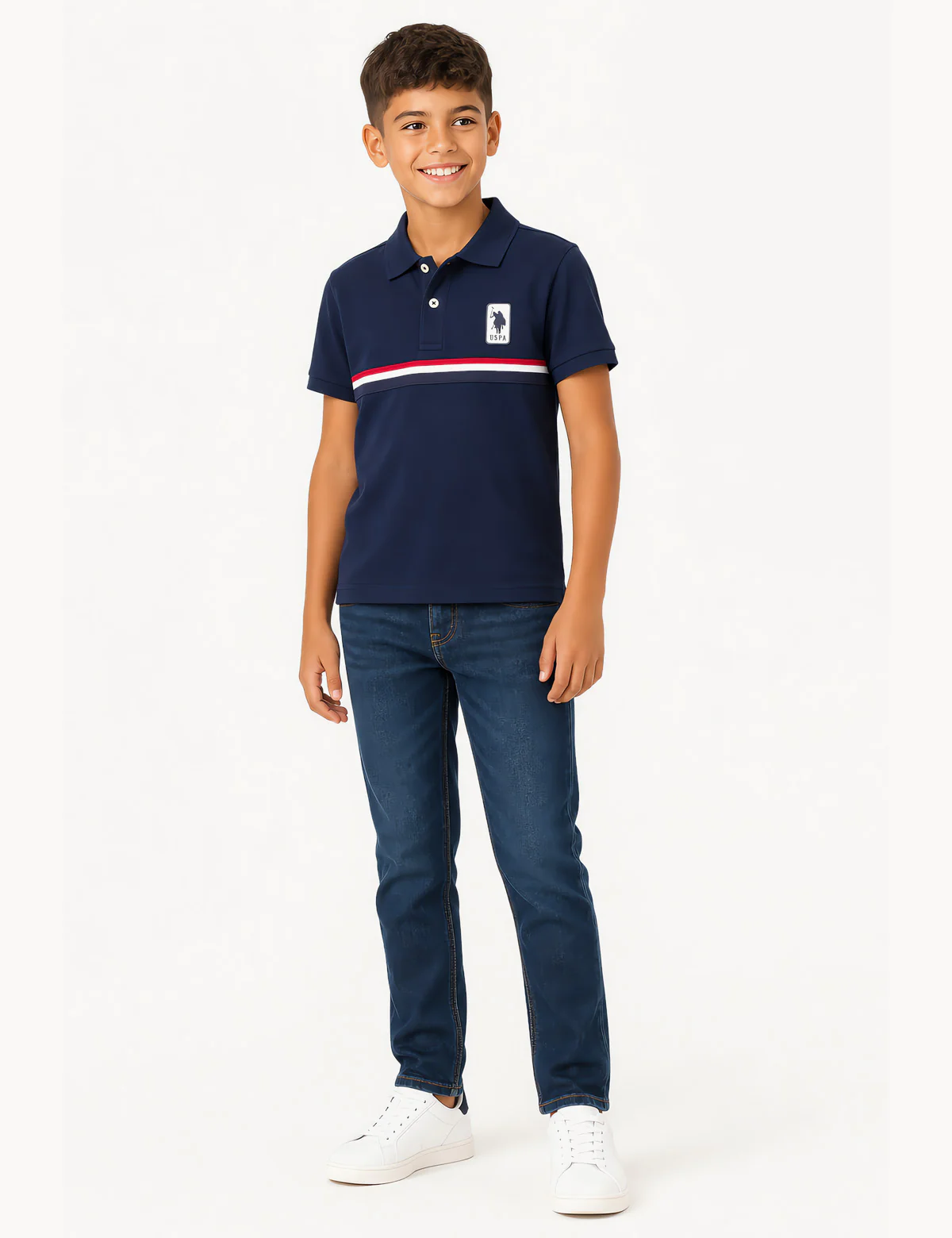 BOYS TRICOT SIGNATURE STRIPE POLO SHIRT - Image 2