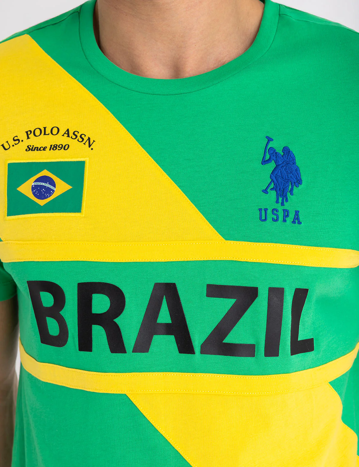 BRAZIL DIAGONAL COLOR BLOCK JERSEY T-SHIRT - Image 2