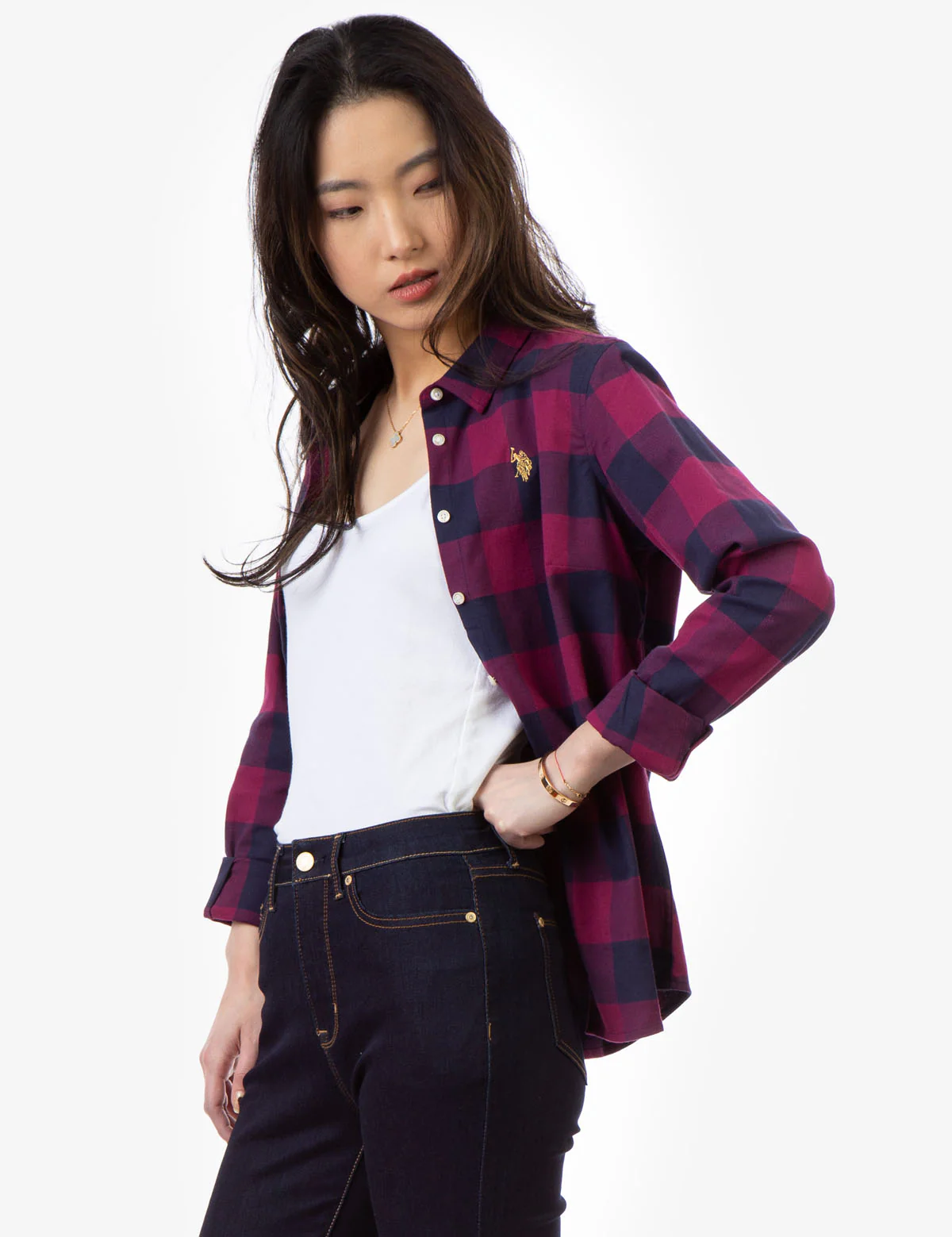 BUFFALO PLAID SHIRT WITH GOLD LOGO - Image 3
