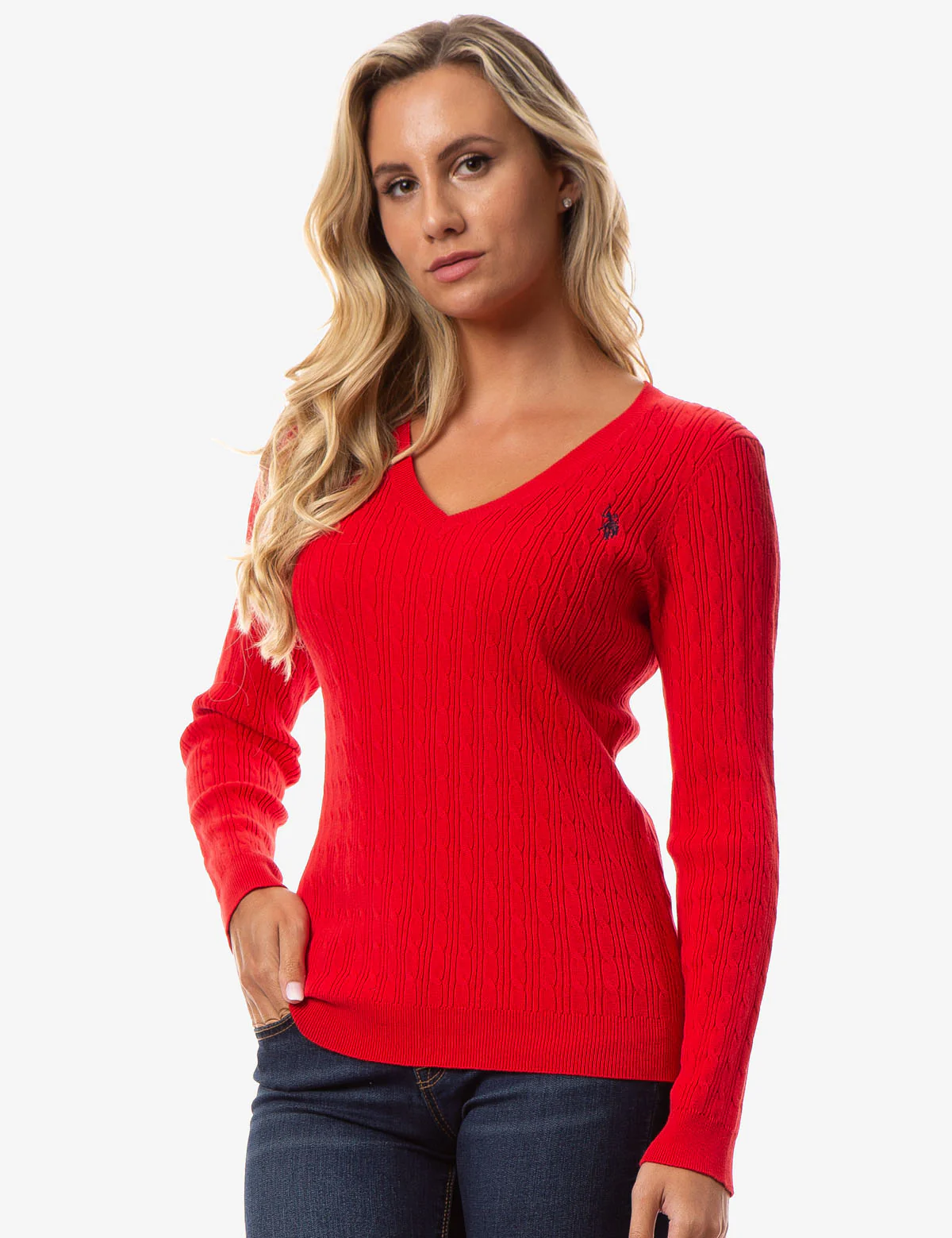 CABLE KNIT V-NECK SWEATER - Image 13