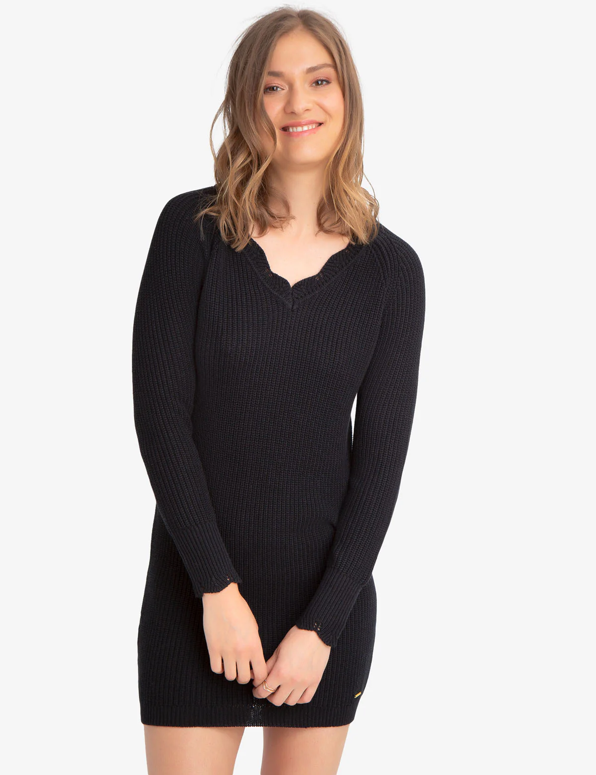 CABLE V-NECK SWEATER DRESS - Image 2