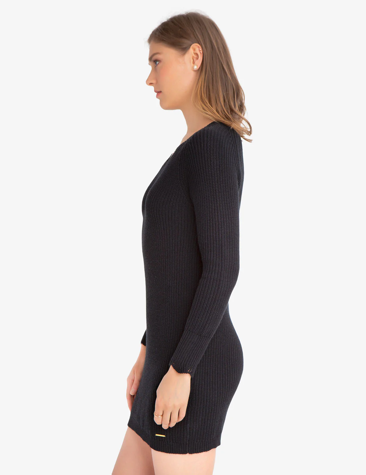 CABLE V-NECK SWEATER DRESS - Image 3