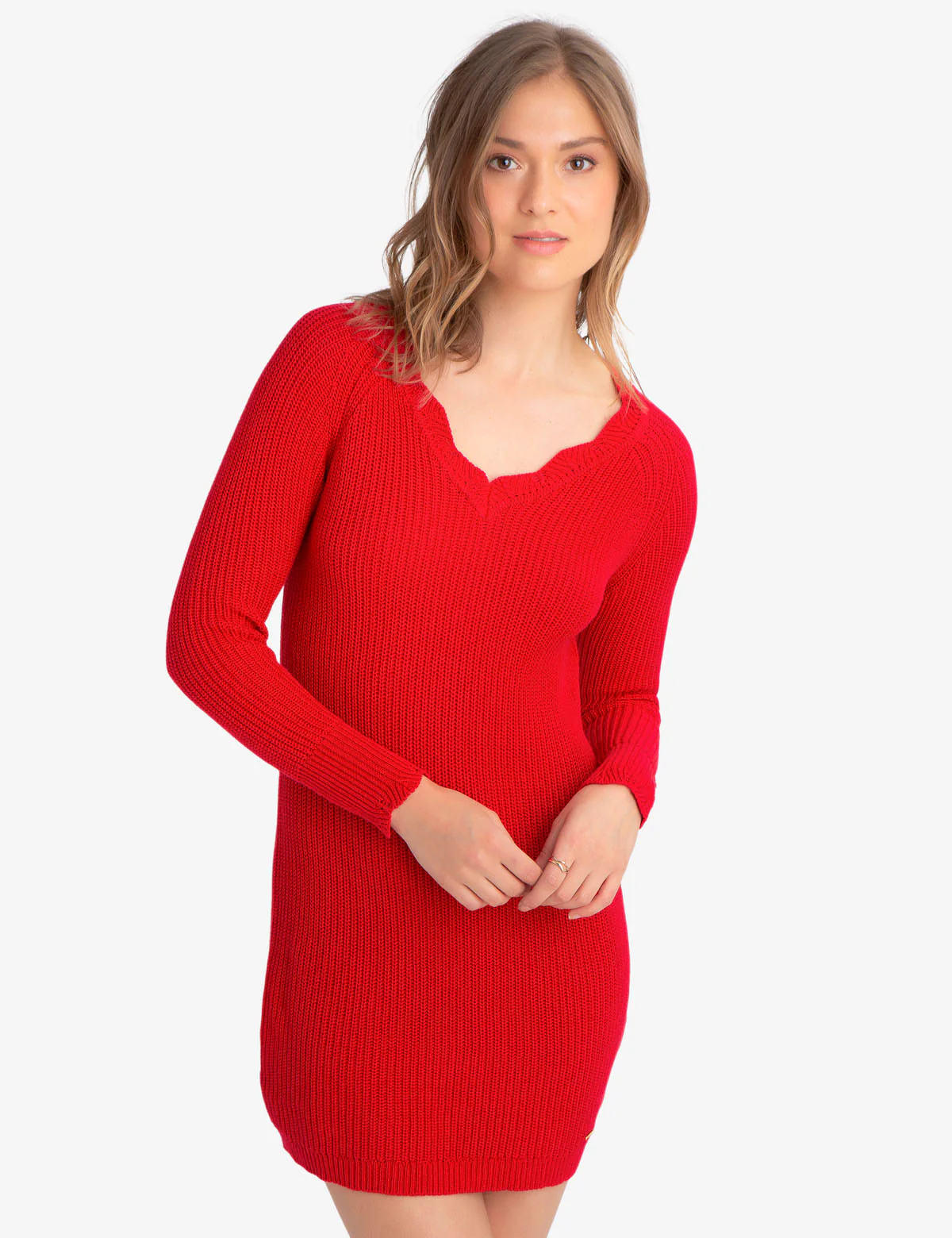 CABLE V-NECK SWEATER DRESS - Image 5