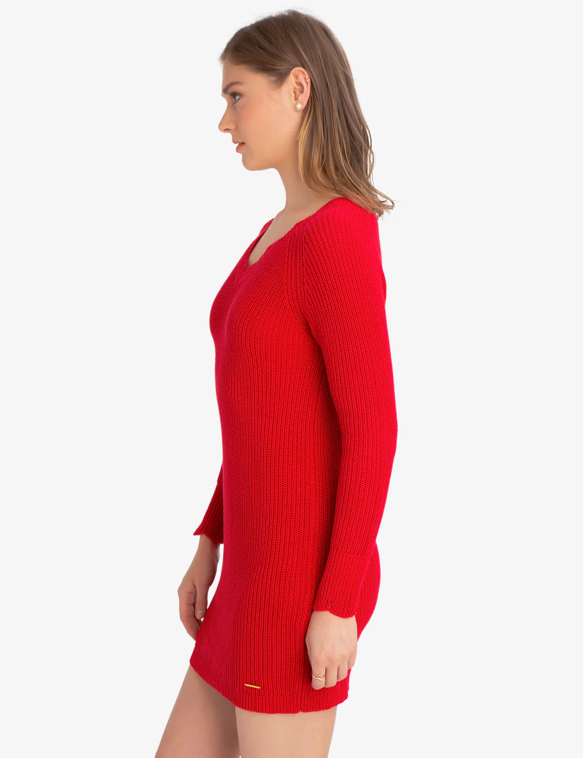 CABLE V-NECK SWEATER DRESS - Image 7