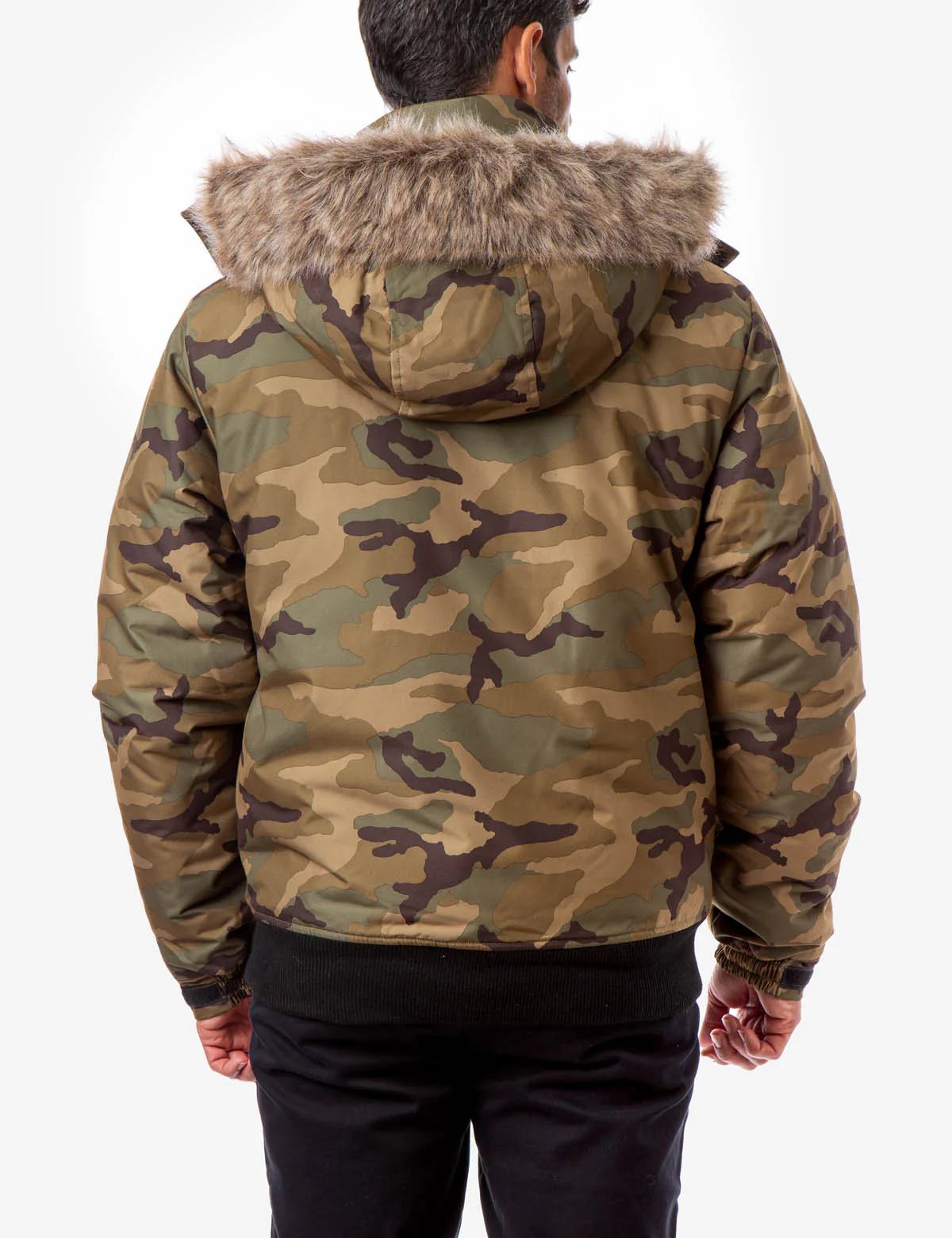 CAMO FAUX FUR TRIMMED JACKET - Image 3