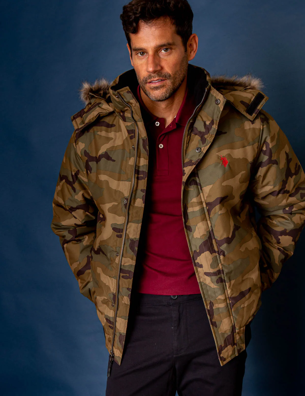 CAMO FAUX FUR TRIMMED JACKET - Image 4