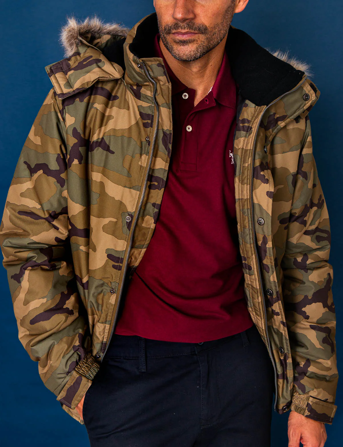 CAMO FAUX FUR TRIMMED JACKET - Image 6