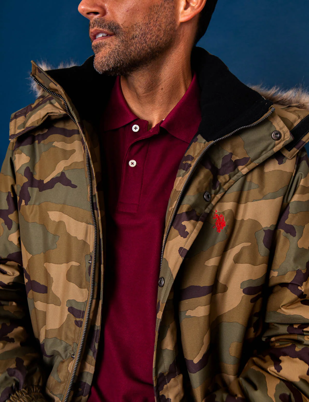 CAMO FAUX FUR TRIMMED JACKET - Image 7