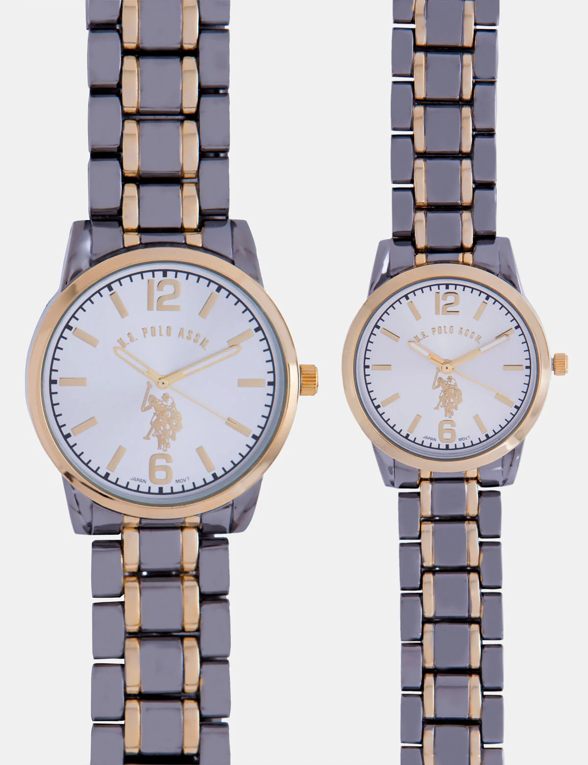 HIS AND HERS TWO TONE CHAIN STRAP WATCH SET