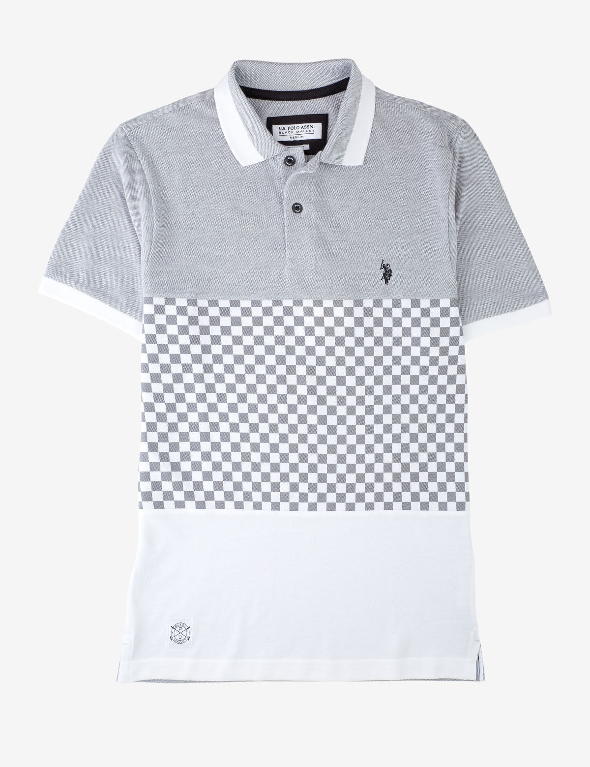CHEKERBOARD CHEST PRINT POLO SHIRT