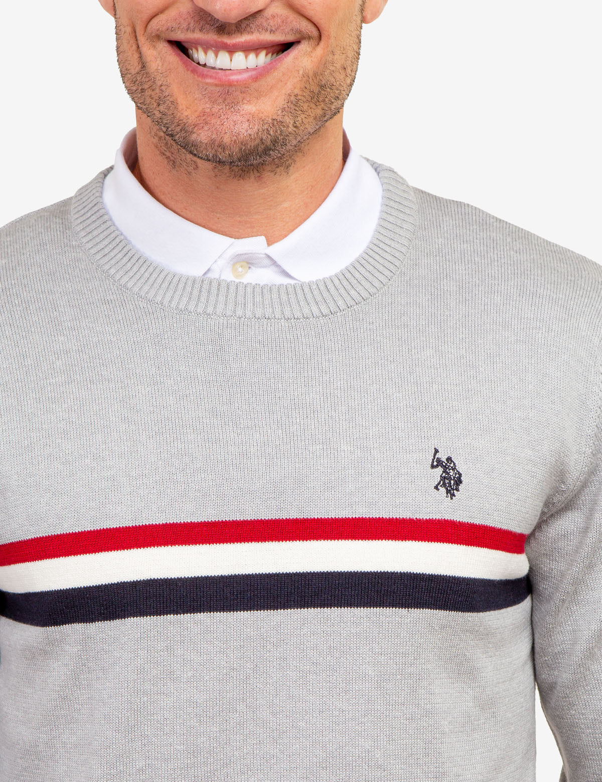 CHEST STRIPE CREW NECK SWEATER - Image 2