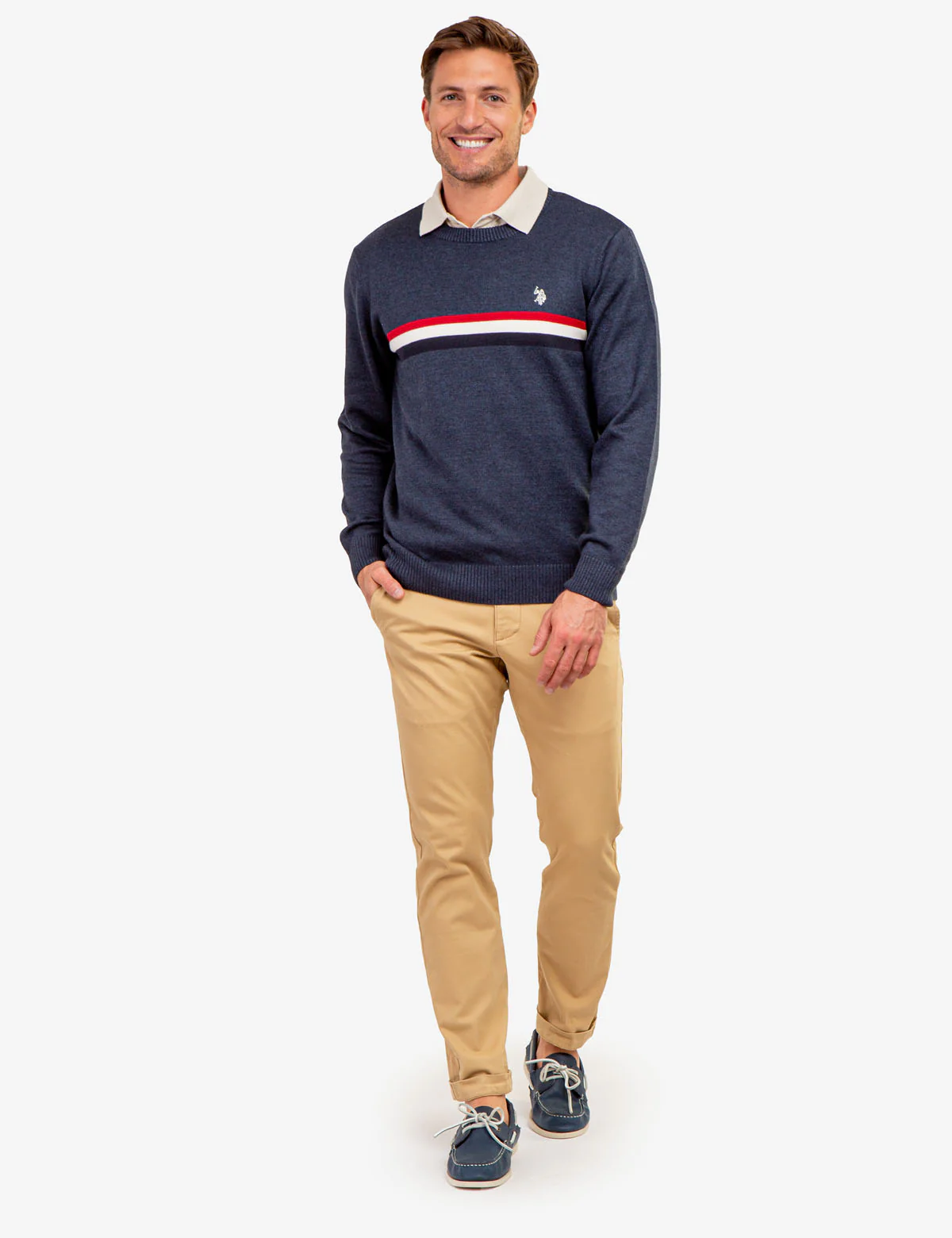 CHEST STRIPE CREW NECK SWEATER - Image 6
