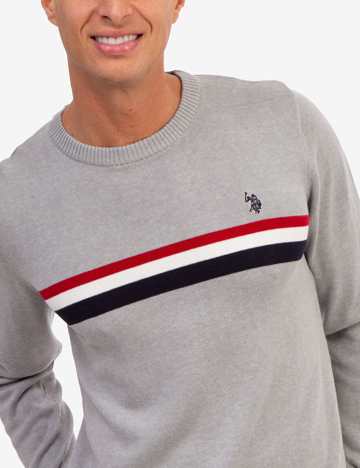 CHEST STRIPE CREW NECK SWEATER - Image 2