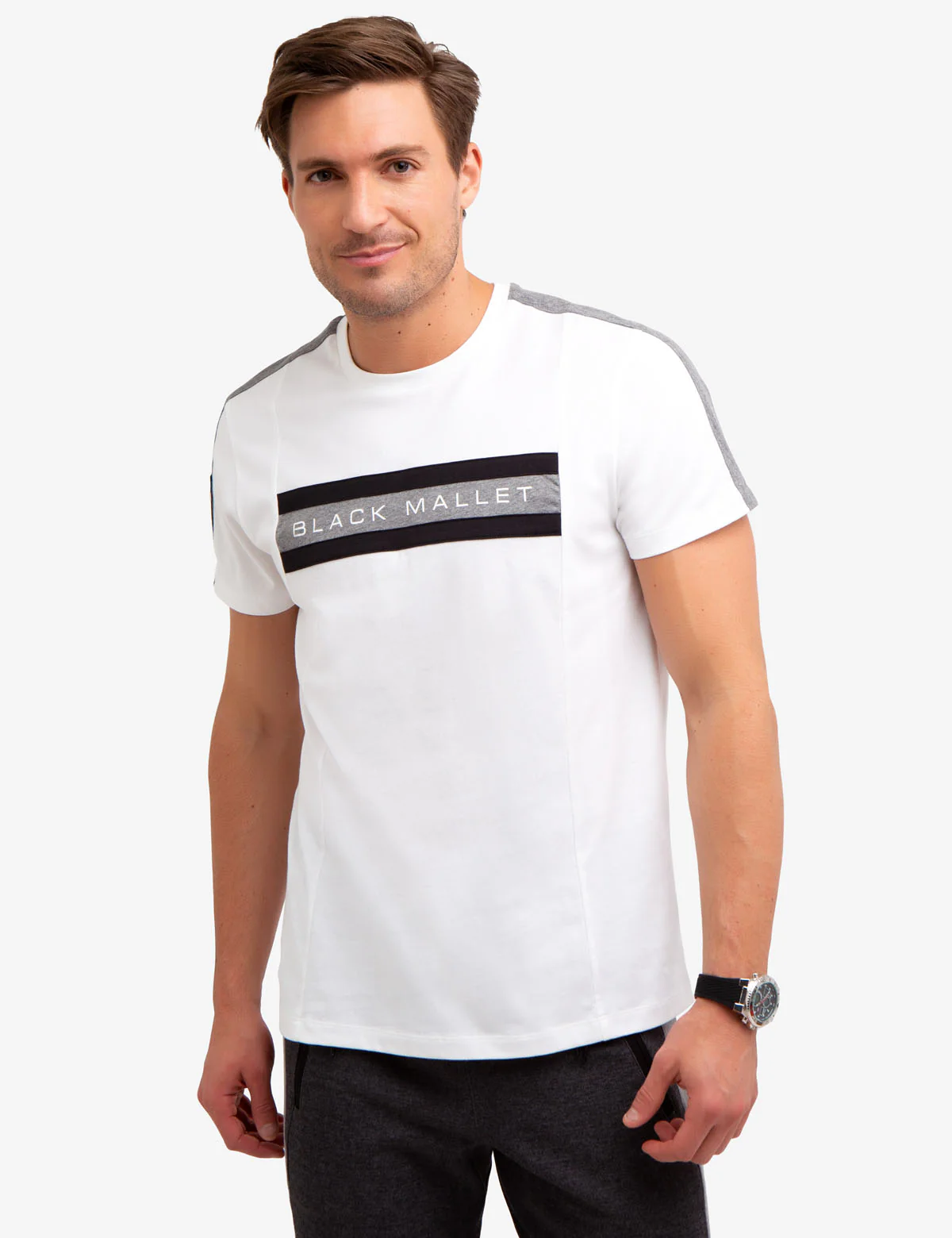 BLACK MALLET CHEST STRIPE T-SHIRT - Image 5
