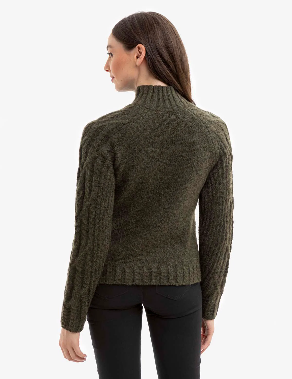 CHUNKY MOCK NECK CABLE SWEATER - Image 10