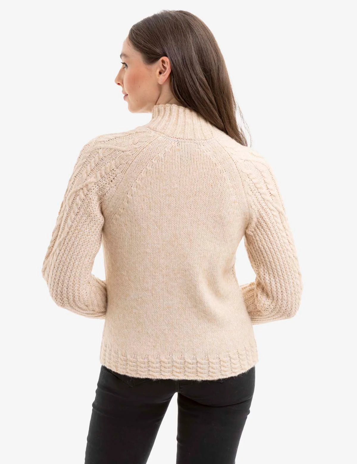 CHUNKY MOCK NECK CABLE SWEATER - Image 15