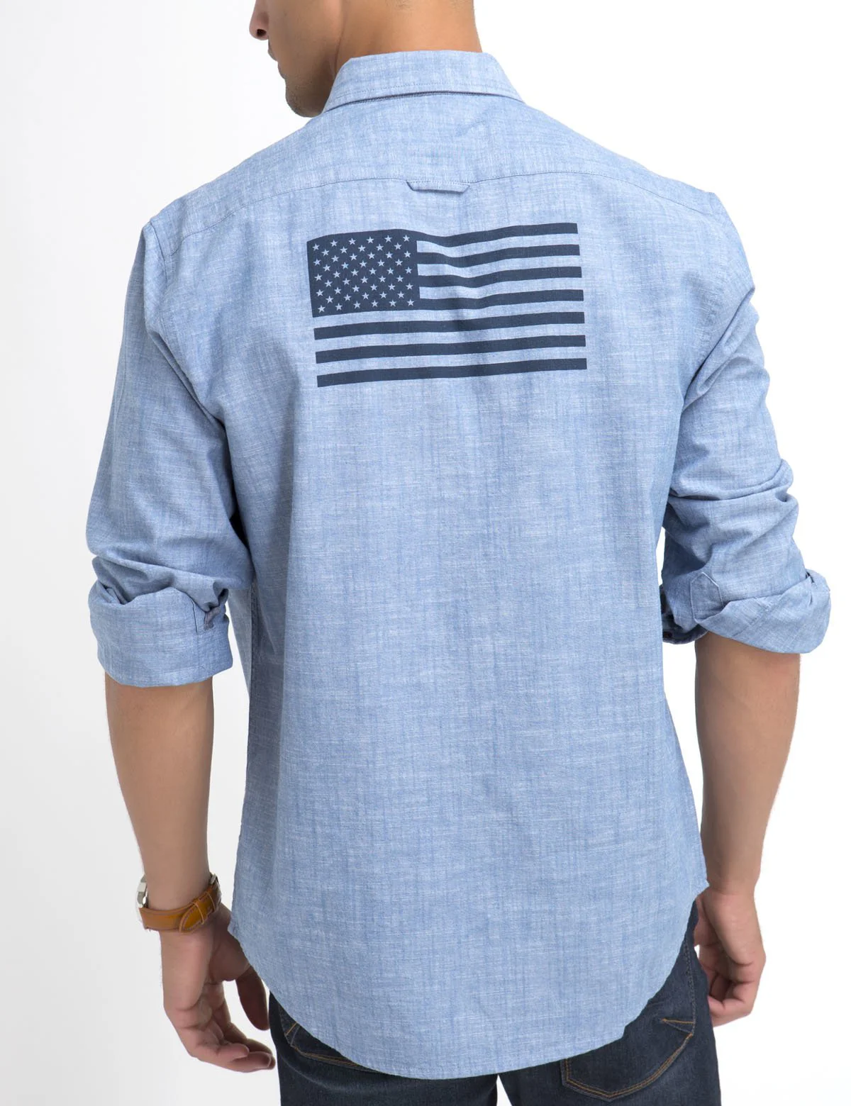 CLASSIC FIT FLAG BACK SHIRT IN CANVAS - Image 6