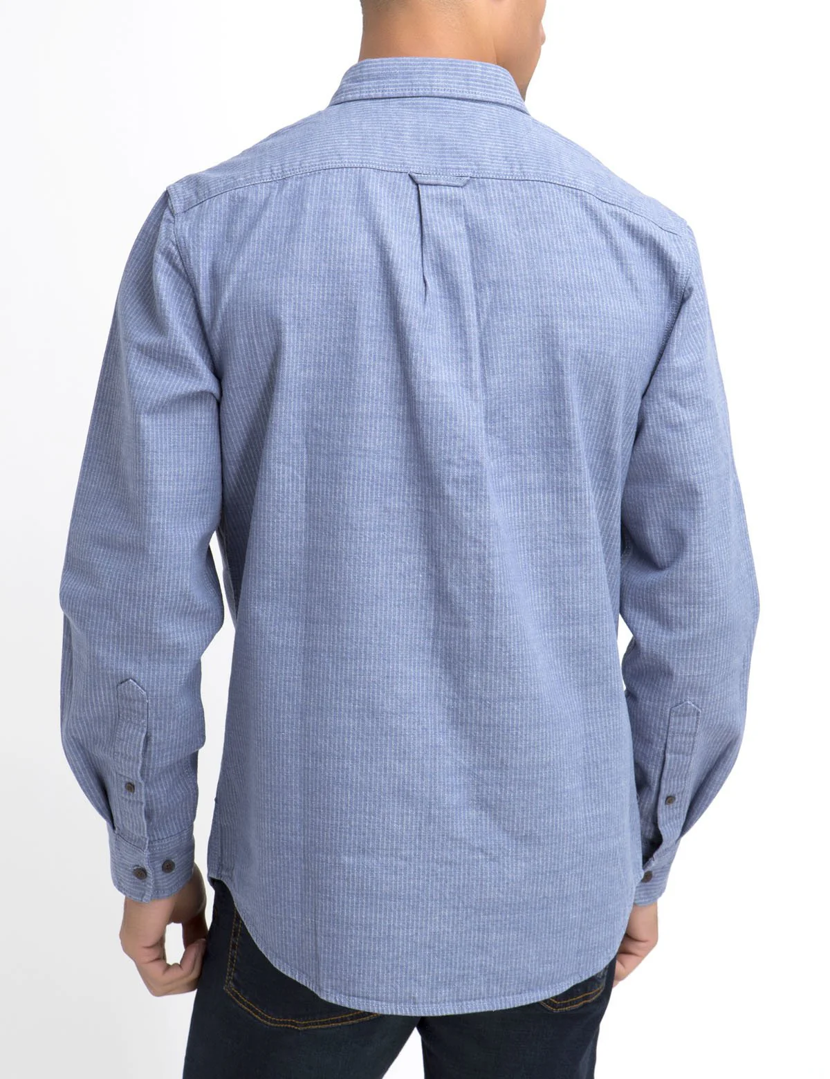 CLASSIC FIT TWO POCKET STRIPE SLUB SHIRT IN CANVAS - Image 8