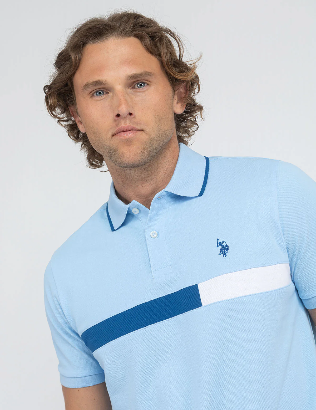 COLOR BLOCK CHEST STRIPE PIQUE POLO SHIRT - Image 7