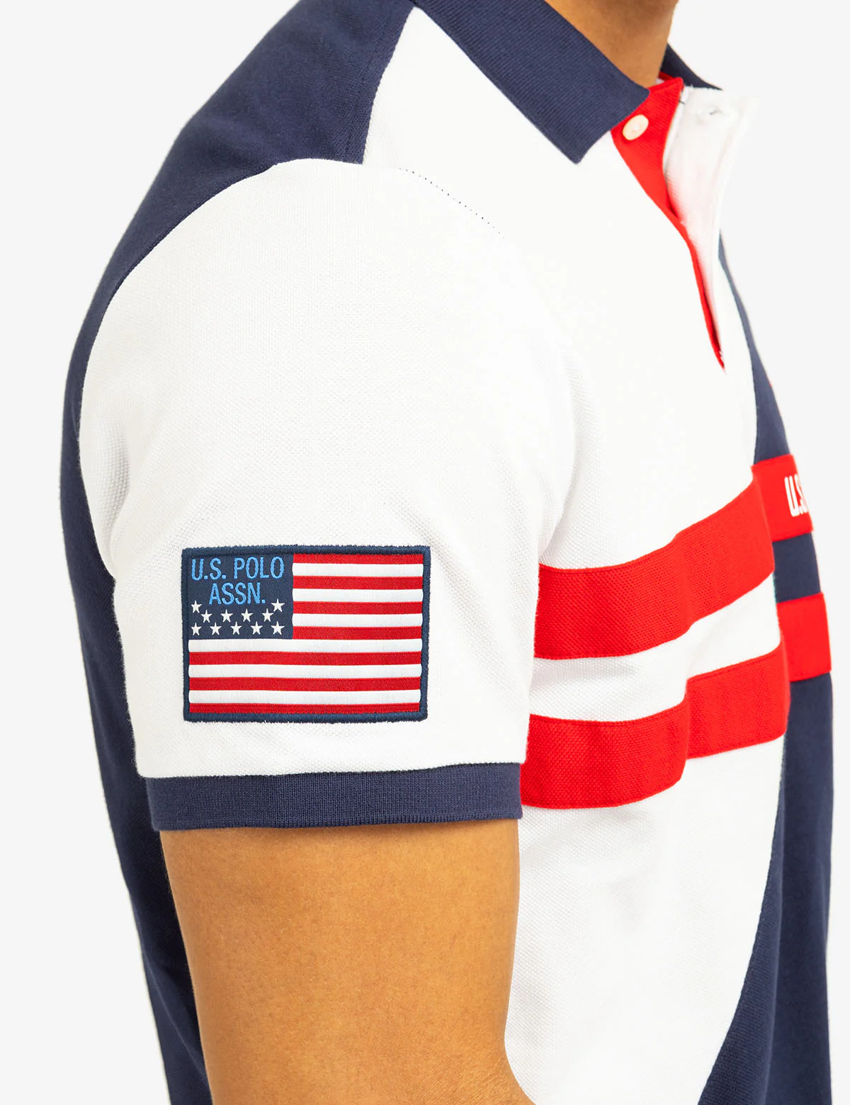 COLOR BLOCK CHEST STRIPE PIQUE POLO SHIRT - Image 4