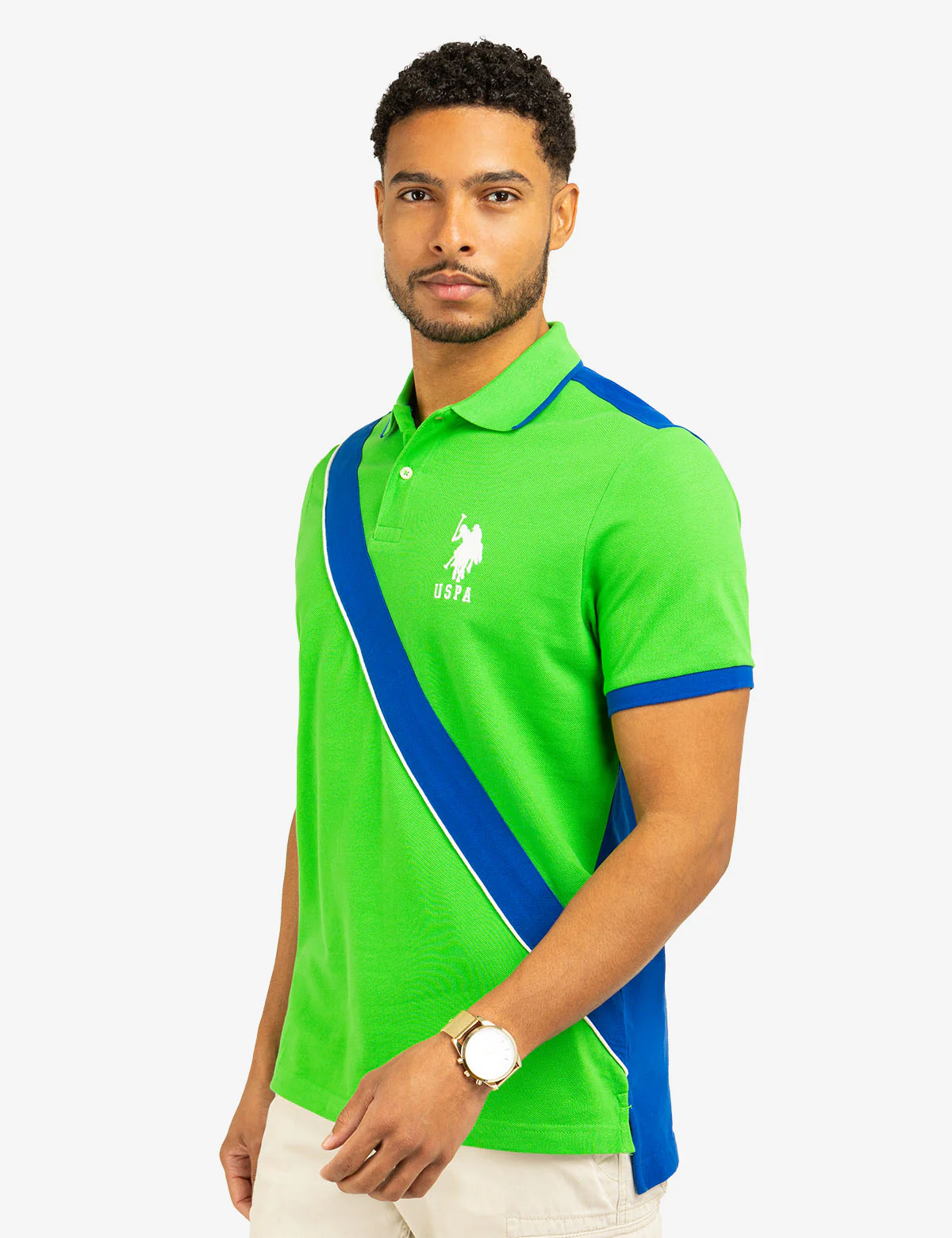 COLOR BLOCK SASH FRONT PIQUE POLO SHIRT - Image 4