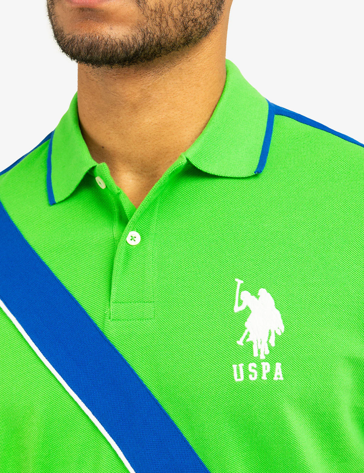 COLOR BLOCK SASH FRONT PIQUE POLO SHIRT - Image 5