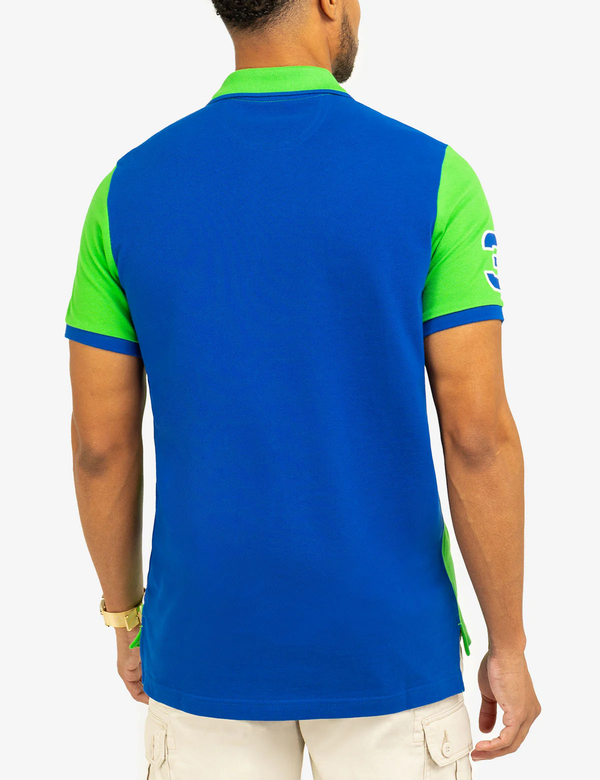 COLOR BLOCK SASH FRONT PIQUE POLO SHIRT - Image 7