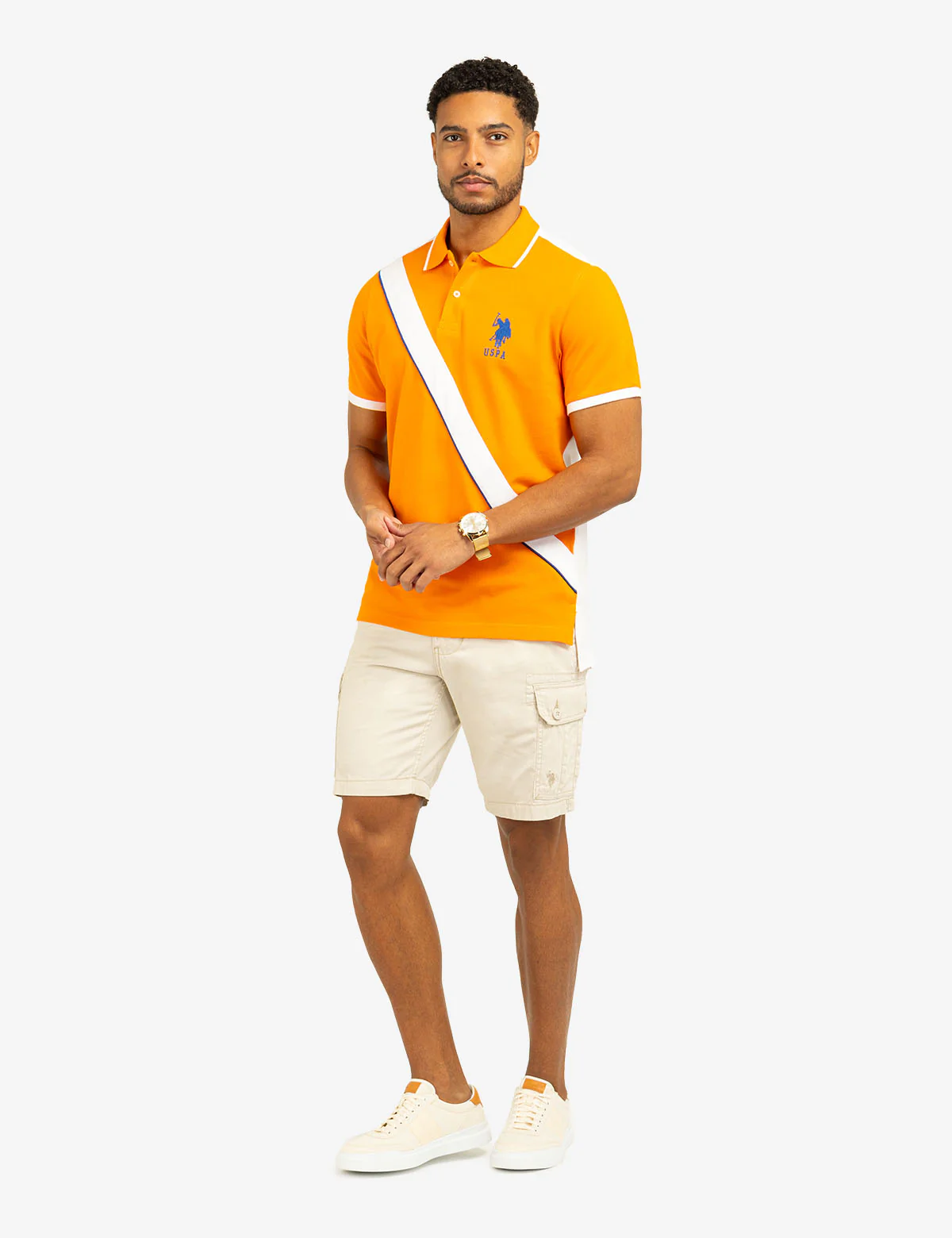 COLOR BLOCK SASH FRONT PIQUE POLO SHIRT - Image 9