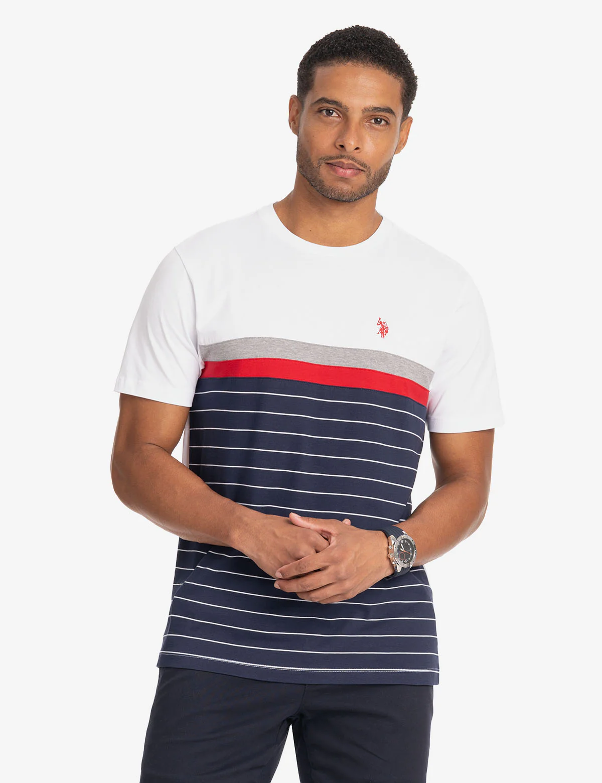 COLOR BLOCK YARN DYE STRIPE T-SHIRT - Image 5