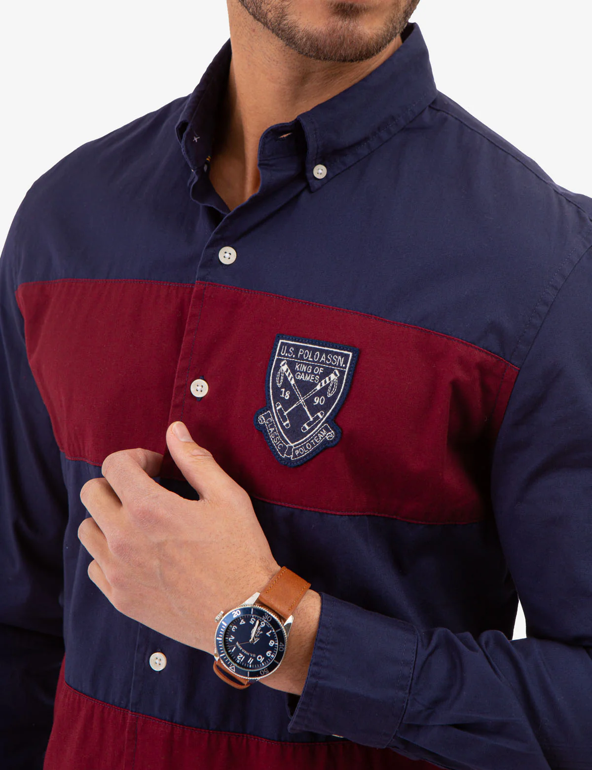 COLORBLOCK PEACHED TWILL LONG SLEEVE SHIRT - Image 2