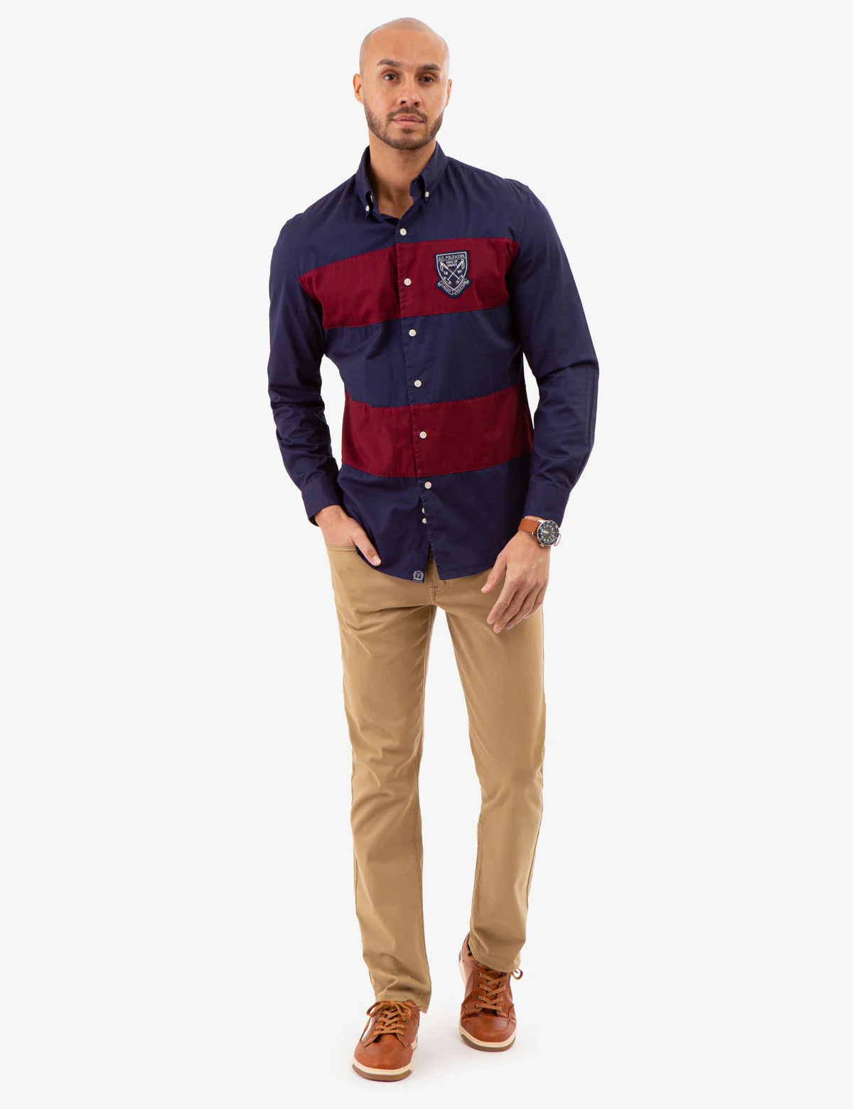 COLORBLOCK PEACHED TWILL LONG SLEEVE SHIRT - Image 3
