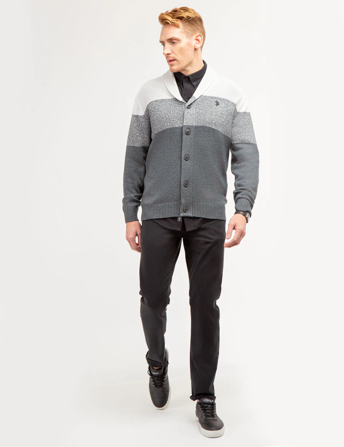 COLORBLOCK SHAWL COLLAR CARDIGAN - Image 2