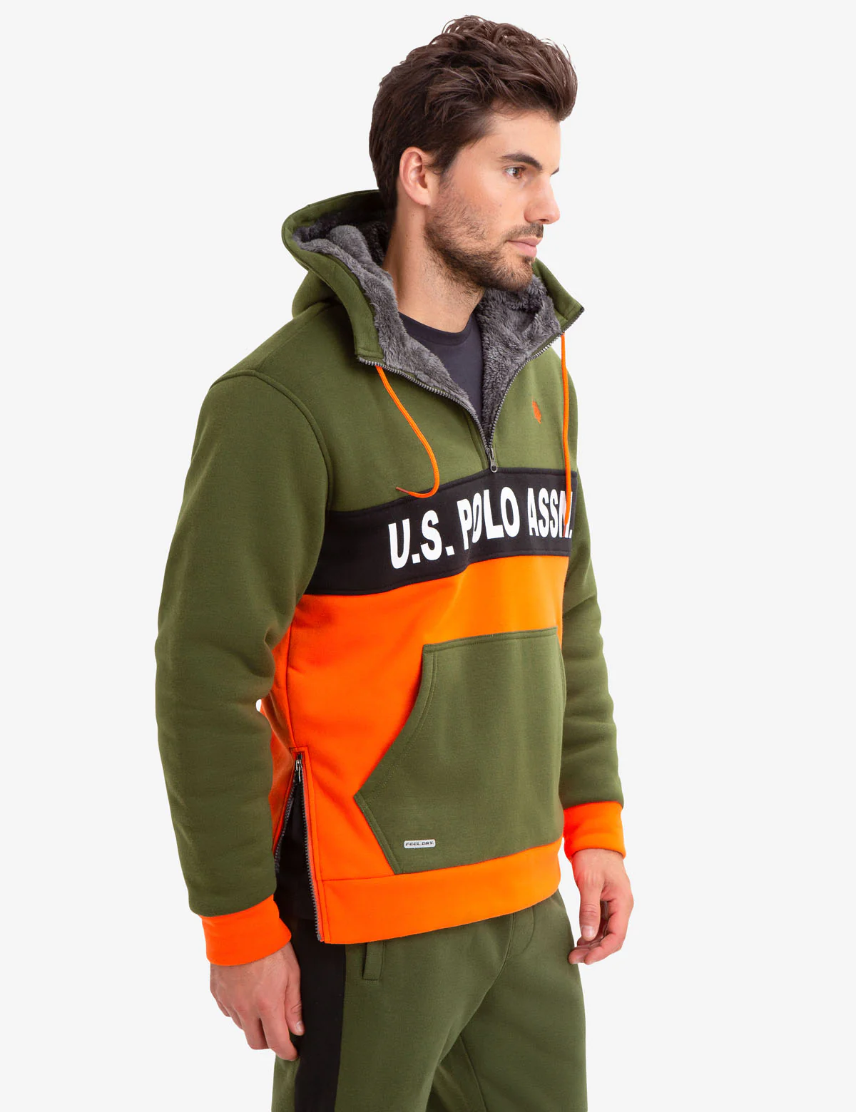 COLORBLOCK FAUX SHEARLING LINED U.S. POLO ASSN. HOODIE - Image 11
