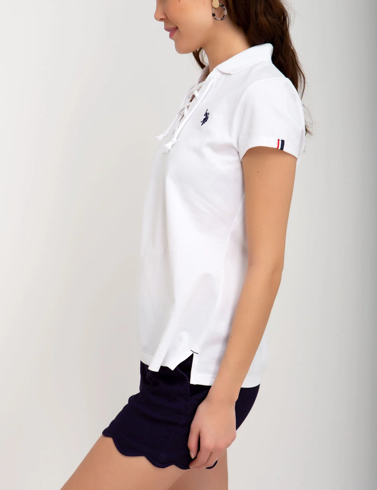 CONTRAST LACE UP POLO SHIRT - Image 5