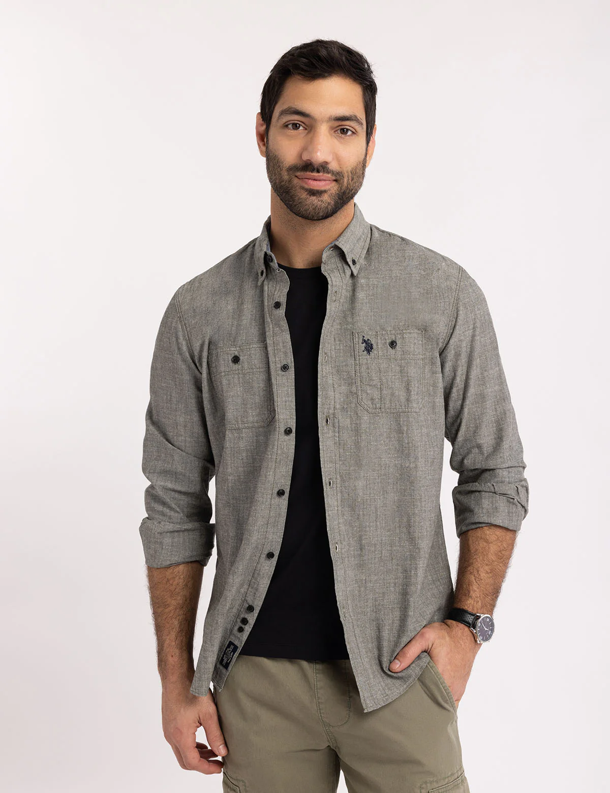 COTTON CANVAS LONG SLEEVE SHIRT