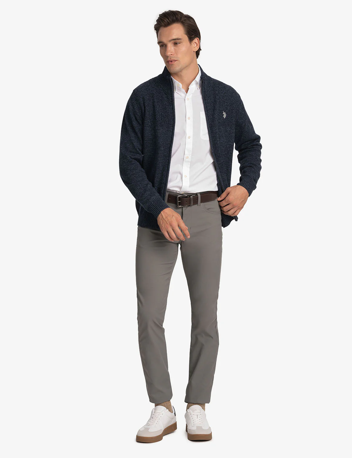 COTTON MARL FULL ZIP SWEATER - Image 6