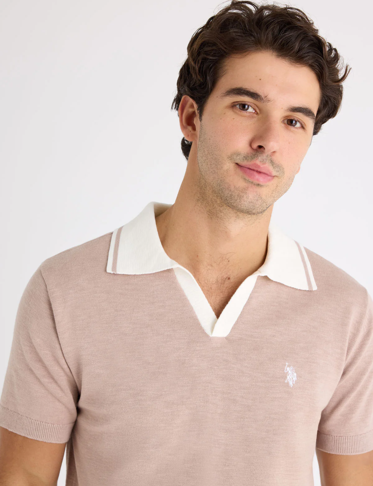 COTTON SLUB JOHNNY COLLAR SWEATER POLO SHIRT - Image 3