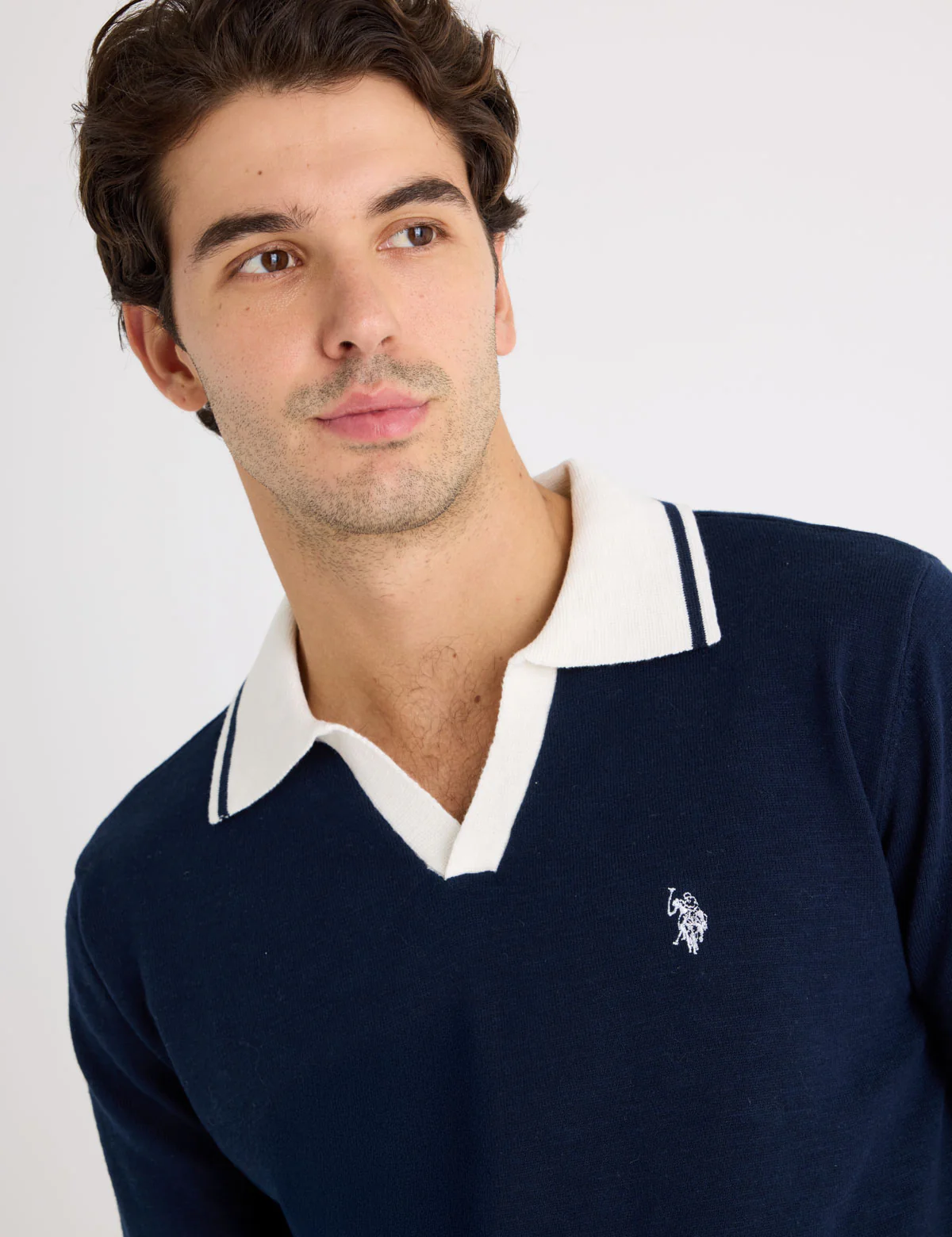 COTTON SLUB JOHNNY COLLAR SWEATER POLO SHIRT - Image 7