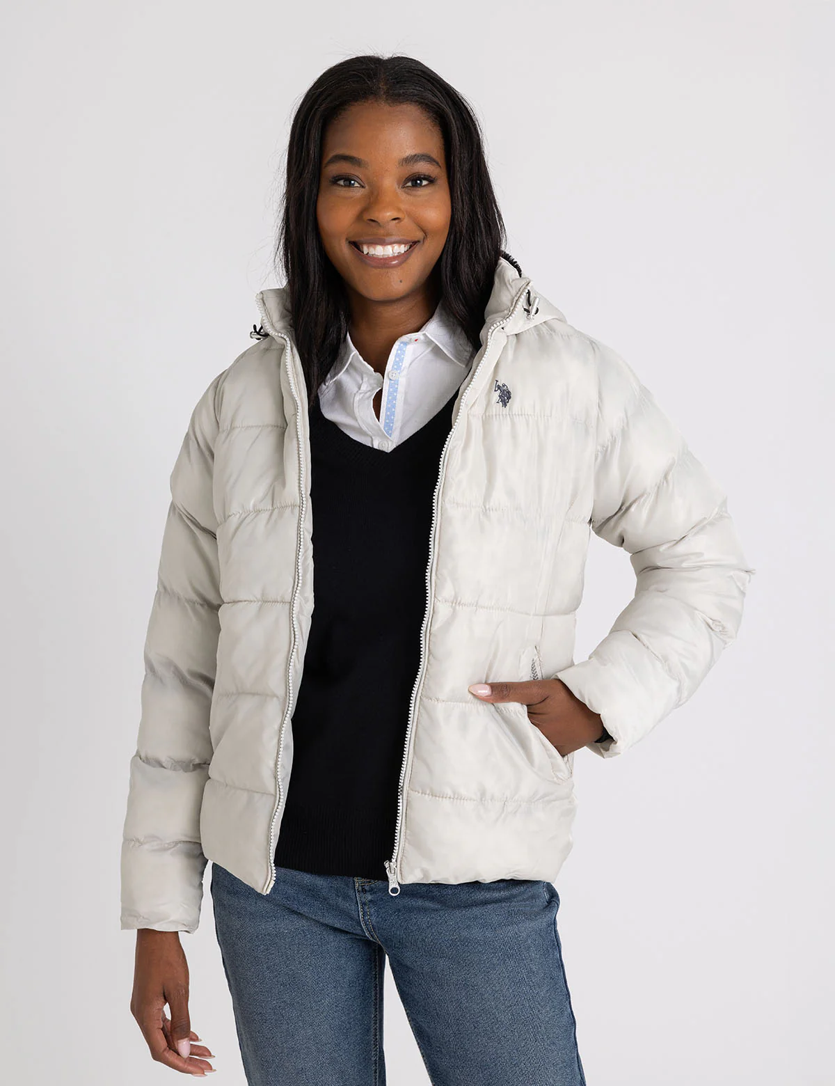COZY HOODED CONTRAST PUFFER JACKET - Image 11