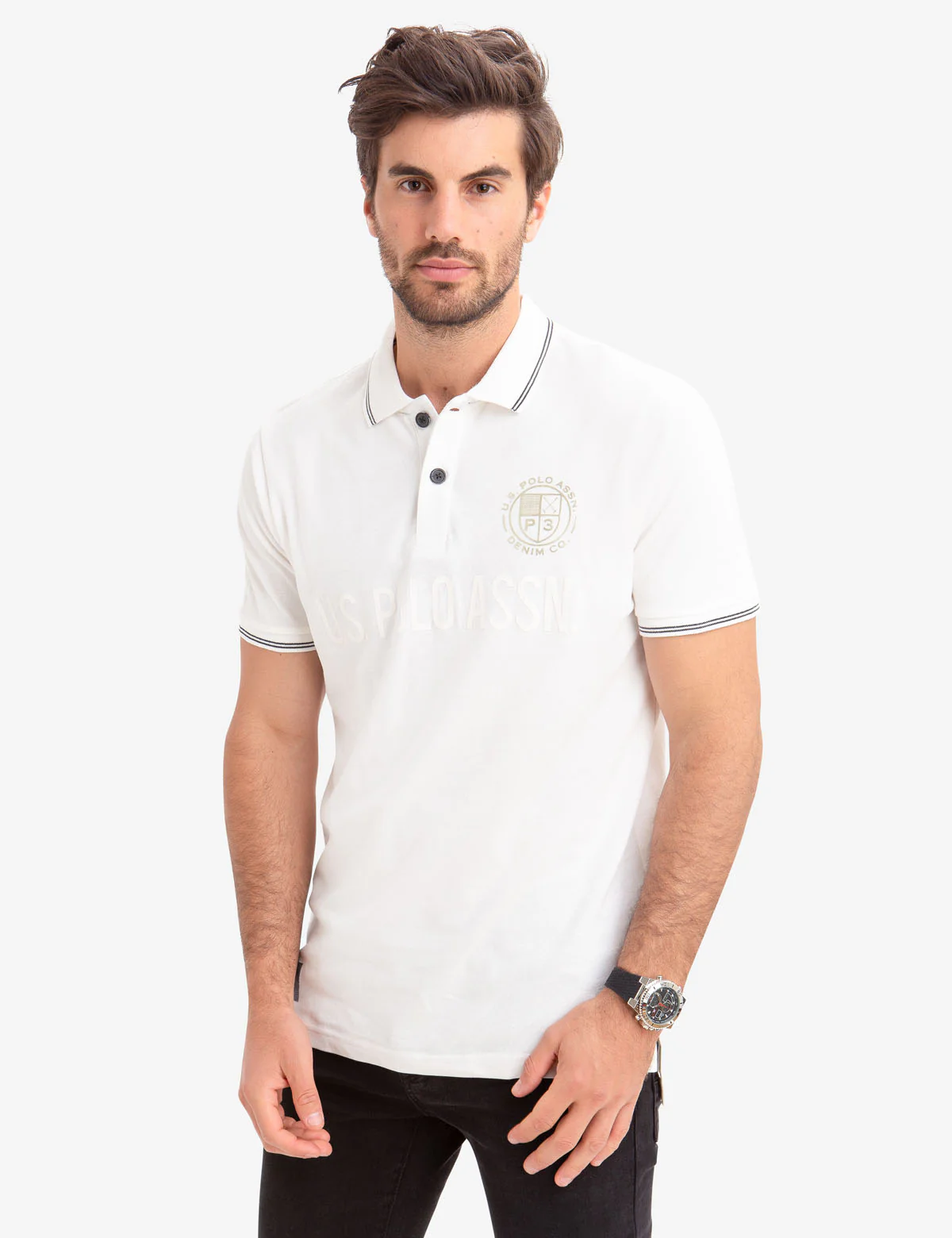Metallic Print Polo Shirt