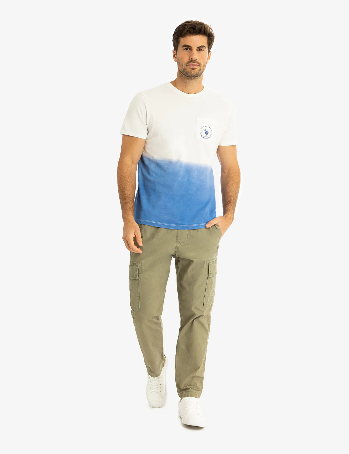 CREW NECK DIP DYE T-SHIRT WITH POCKET - Image 2