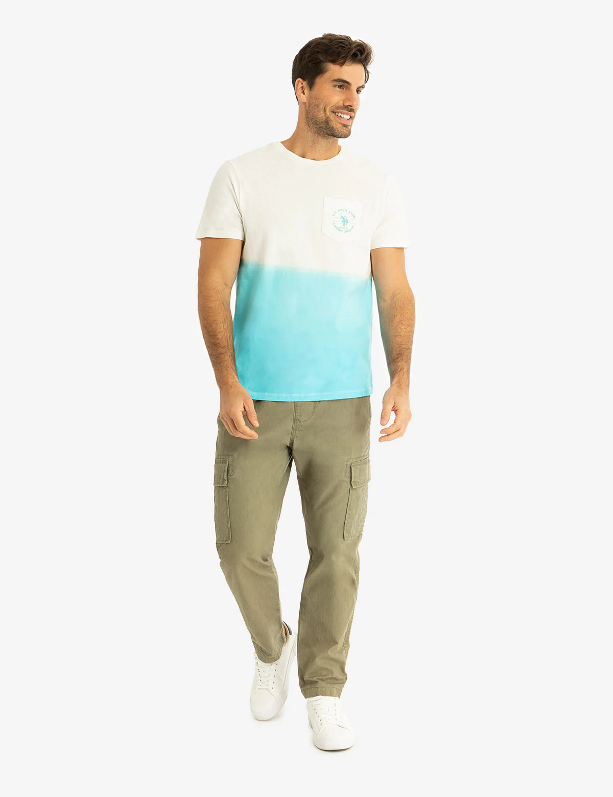 CREW NECK DIP DYE T-SHIRT WITH POCKET - Image 4