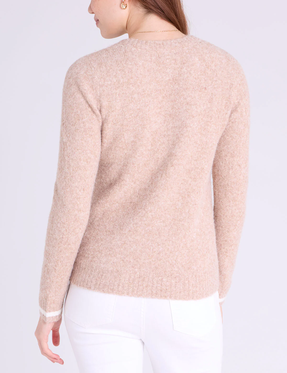 CREW NECK EMBROIDERED TIPPED SWEATER - Image 3