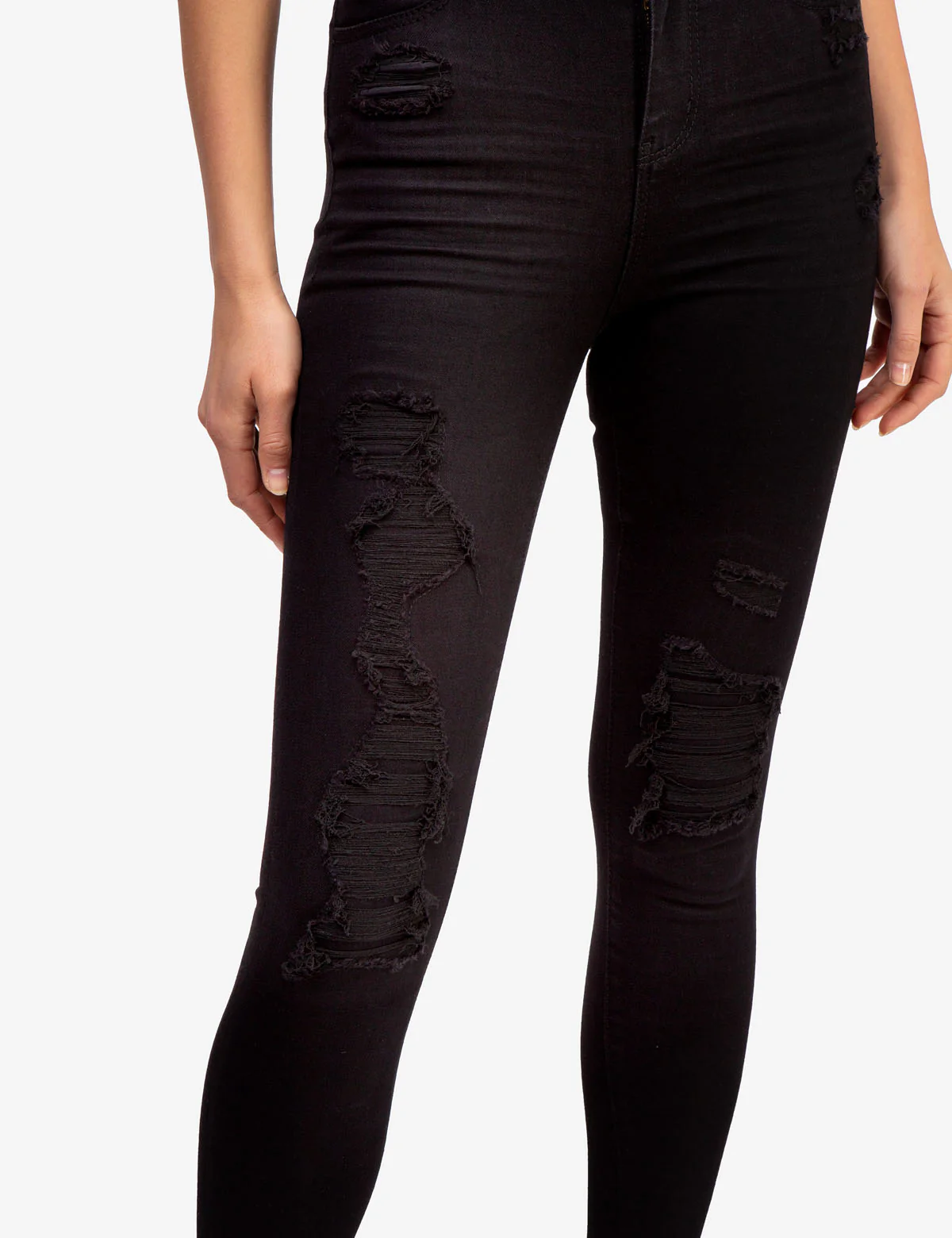 CURVY ULTRA HIGH RISE DESTRUCTED SKINNY JEANS - Image 5