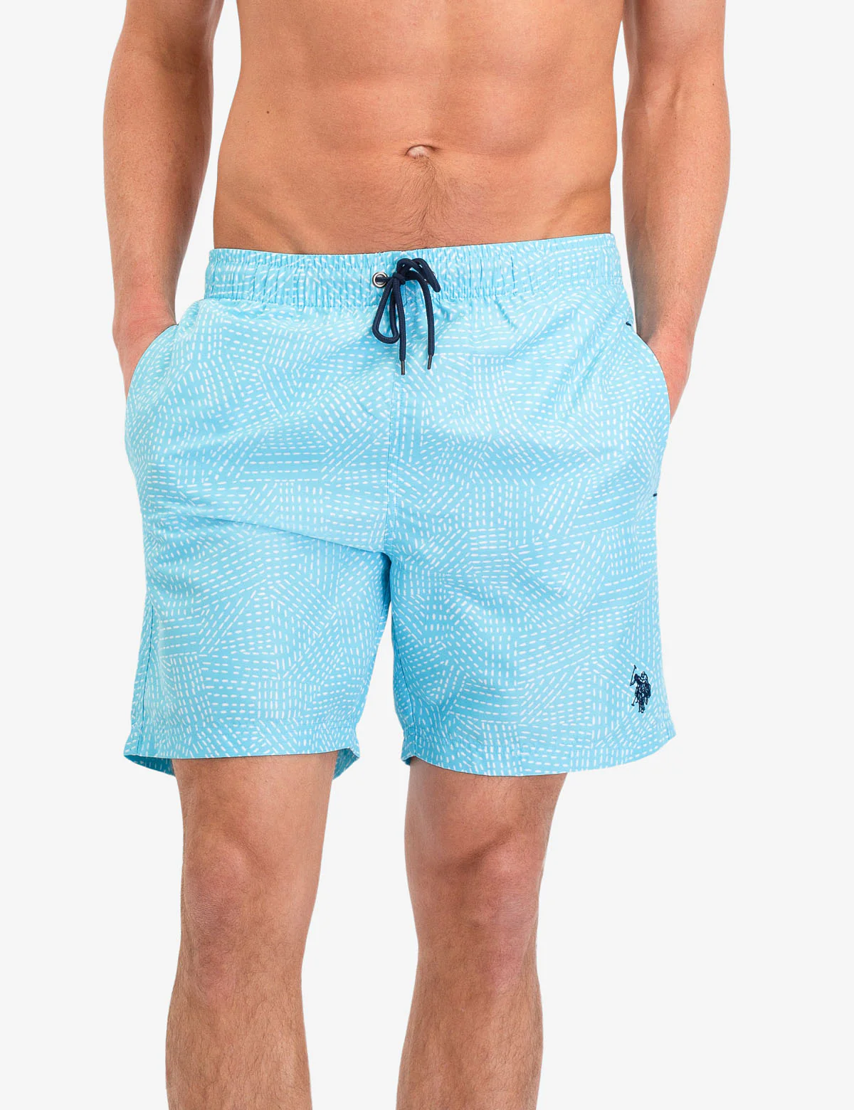 DASH PATTERN SWIM TRUNKS